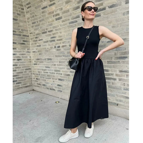 Robe longue sans manches femme – Style classique chic – Élégance fluide pour l'été