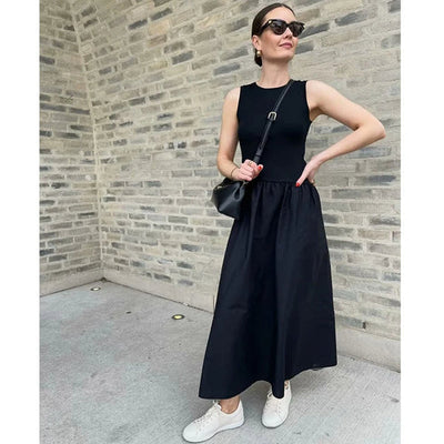 Robe longue sans manches femme – Style classique chic – Élégance fluide pour l'été