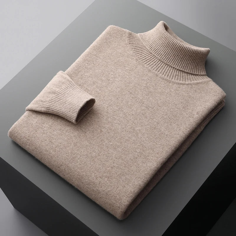 Pull Col Roulé Homme en Laine Mérinos