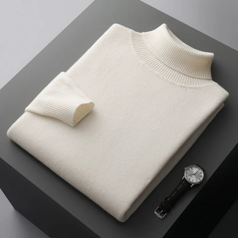 Pull Col Roulé Homme en Laine Mérinos