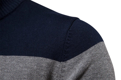 Pull homme à col zippé quart, maille coton mélangé
