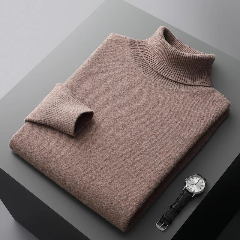 Pull Col Roulé Homme en Laine Mérinos