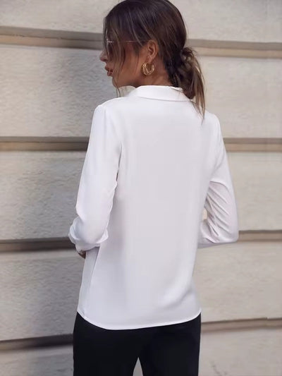Blouse fluide femme coupe ample col chemise et manches longues