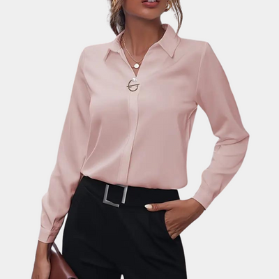 Blouse fluide femme coupe ample col chemise et manches longues