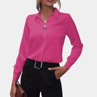 Blouse fluide femme coupe ample col chemise et manches longues