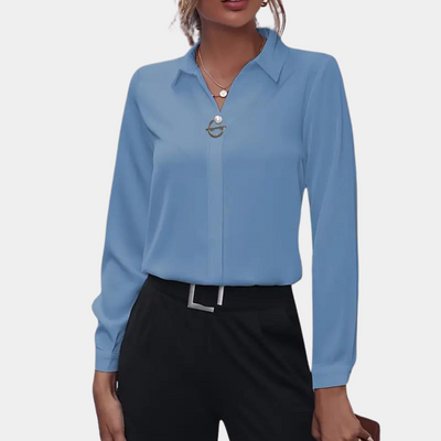 Blouse fluide femme coupe ample col chemise et manches longues