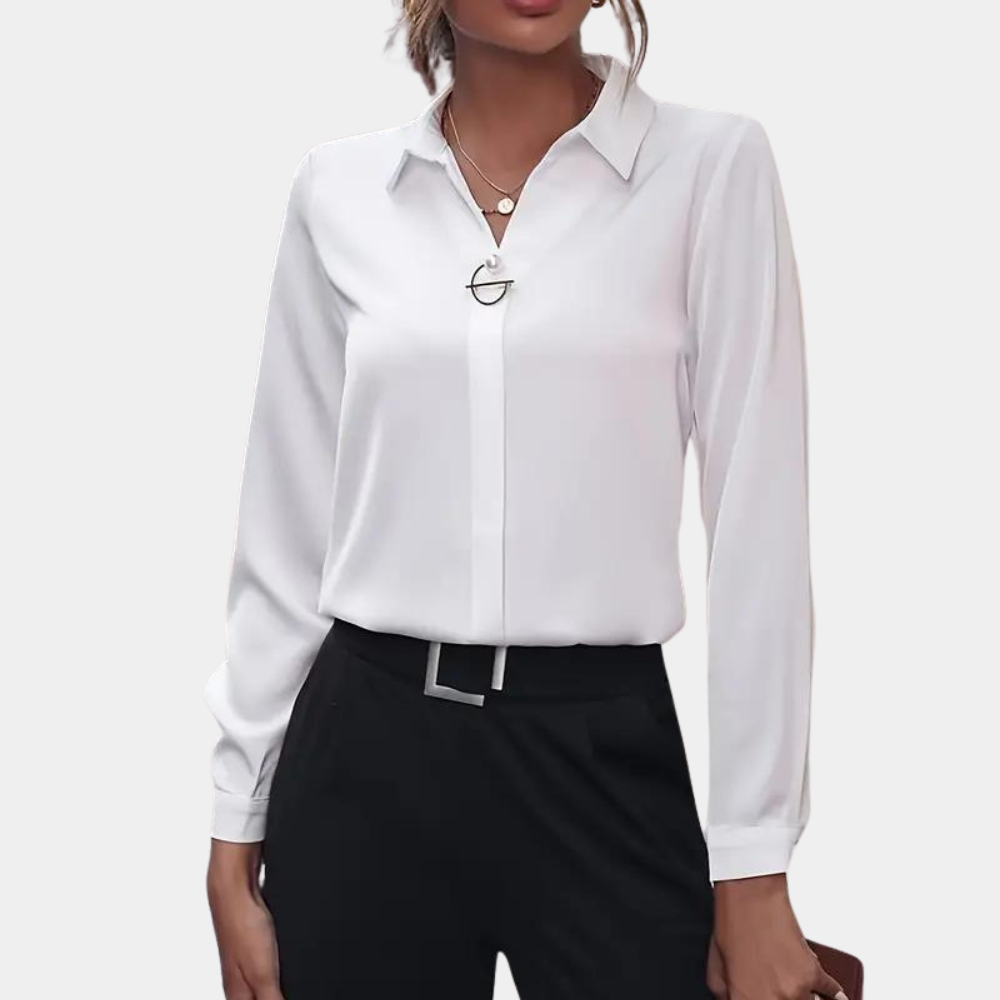 Blouse fluide femme coupe ample col chemise et manches longues