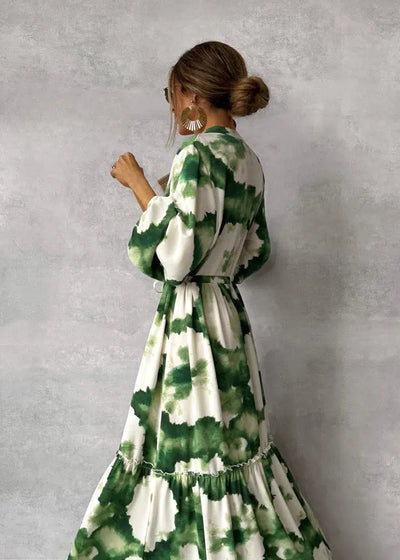 Robe longue fluide col V femme