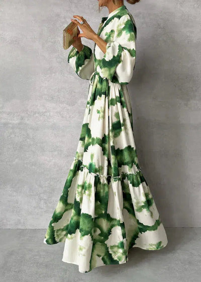 Robe longue fluide col V femme