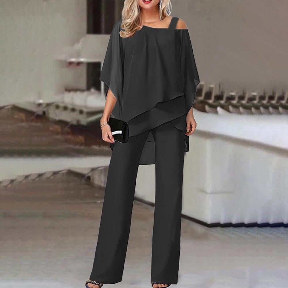 Ensemble Femme Deux Pièces | Élégant Jumpsuit avec Blouse Cold Shoulder