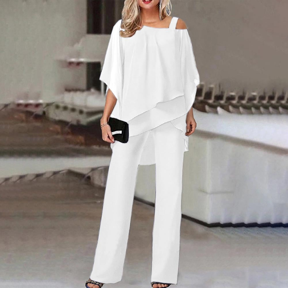 Ensemble Femme Deux Pièces | Élégant Jumpsuit avec Blouse Cold Shoulder