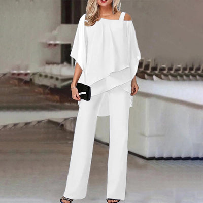 Ensemble Femme Deux Pièces | Élégant Jumpsuit avec Blouse Cold Shoulder