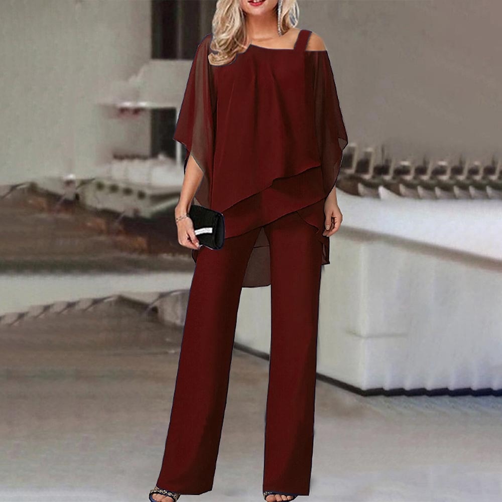 Ensemble Femme Deux Pièces | Élégant Jumpsuit avec Blouse Cold Shoulder