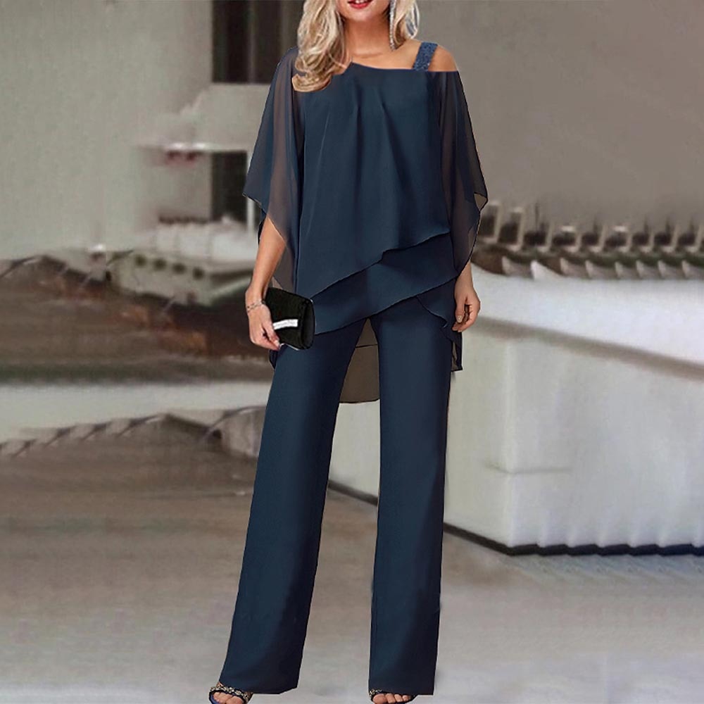 Ensemble Femme Deux Pièces | Élégant Jumpsuit avec Blouse Cold Shoulder