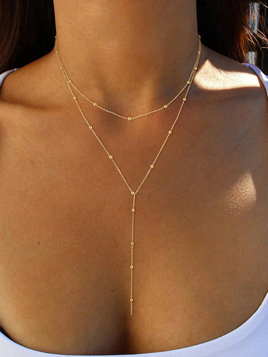 Collier Y superposé à 3 pièces - bijoux élégants pour femmes