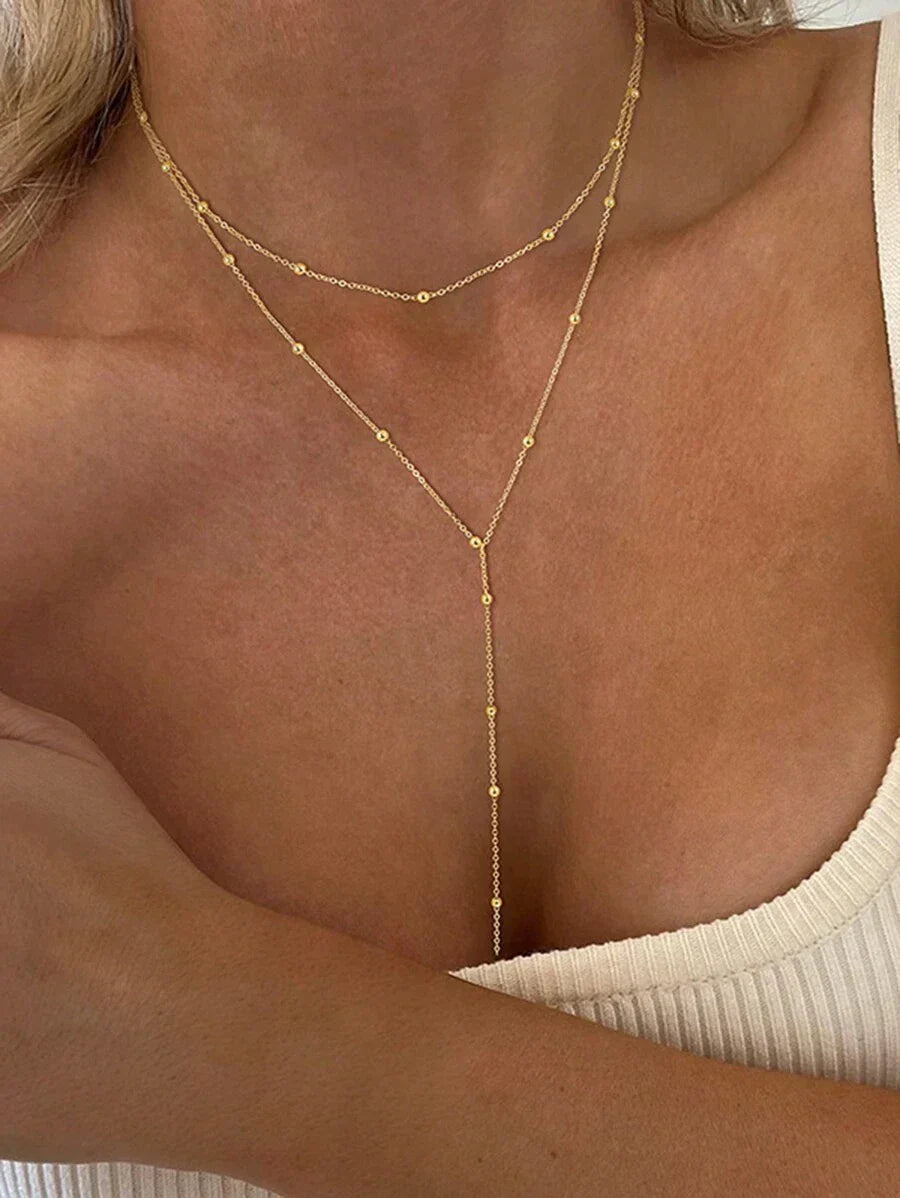 Collier Y superposé à 3 pièces - bijoux élégants pour femmes