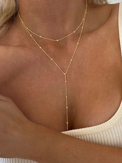 Collier Y superposé à 3 pièces - bijoux élégants pour femmes