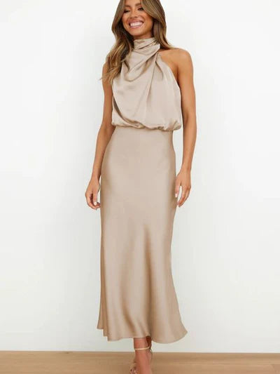 Robe Cocktail Femme Élégante Marla – Sans Manches – Ceinture Stylée – Coupe Midi Chic