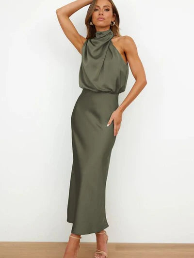 Robe Cocktail Femme Élégante Marla – Sans Manches – Ceinture Stylée – Coupe Midi Chic