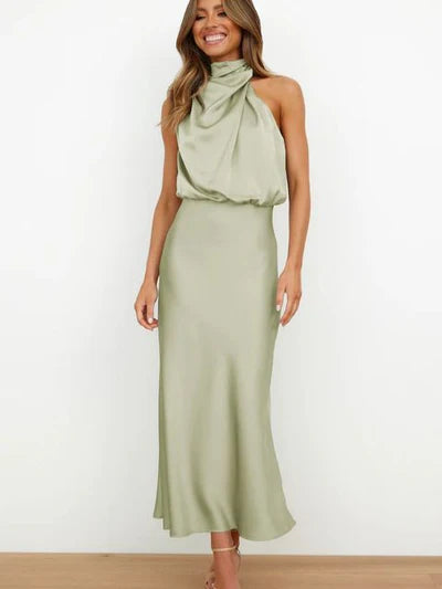 Robe Cocktail Femme Élégante Marla – Sans Manches – Ceinture Stylée – Coupe Midi Chic