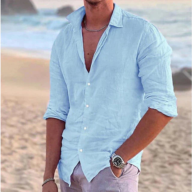 Chemise homme en lin et coton – Respirante et boutonnée | Style estival décontracté