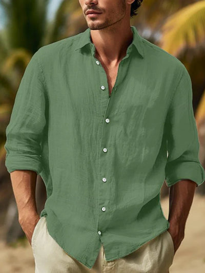 Chemise homme en lin à manches longues – Élégance naturelle et confort respirant