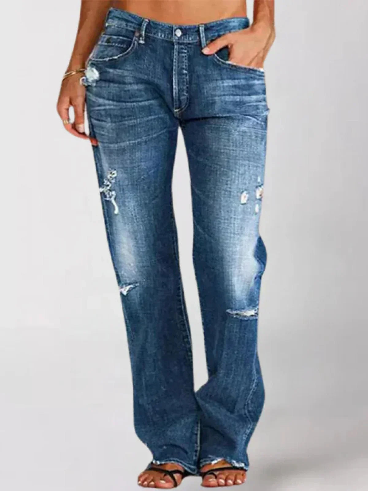 Jean femme taille basse coupe large
