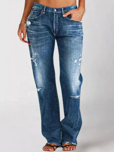 Jean femme taille basse coupe large