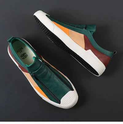 Baskets homme cuir véritable – Silhouette basse – Style artistique