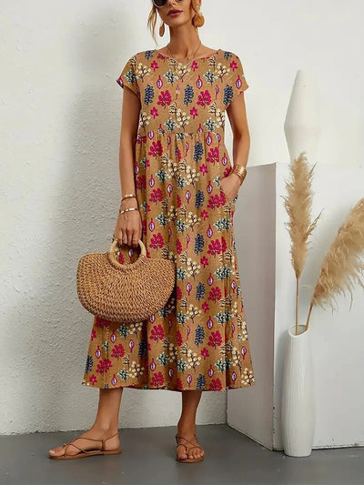 Mirjam | Robe A-Ligne en Coton, Imprimé Floral Robe d'Été