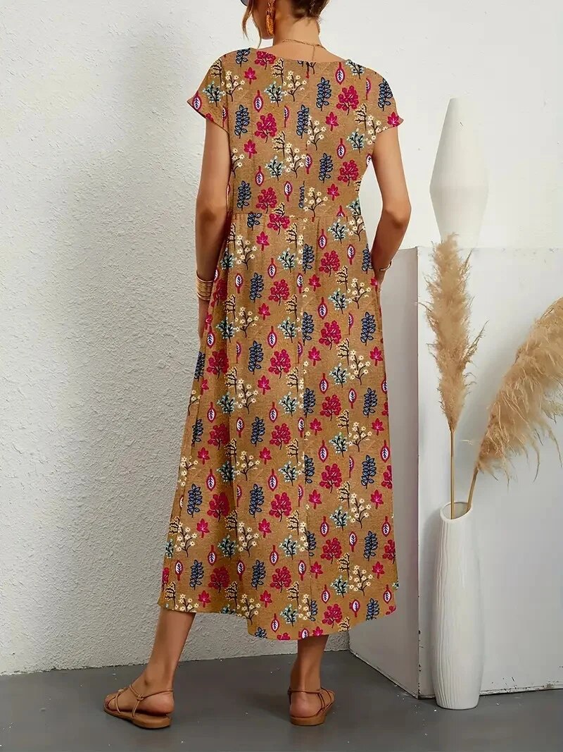 Mirjam | Robe A-Ligne en Coton, Imprimé Floral Robe d'Été