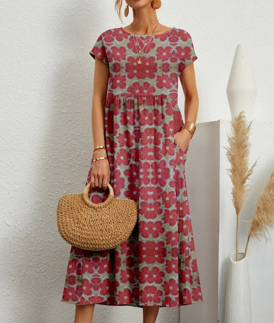 Mirjam | Robe A-Ligne en Coton, Imprimé Floral Robe d'Été