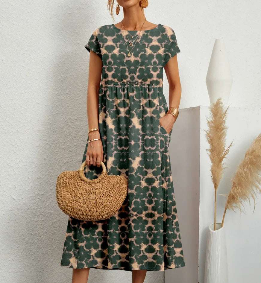 Mirjam | Robe A-Ligne en Coton, Imprimé Floral Robe d'Été