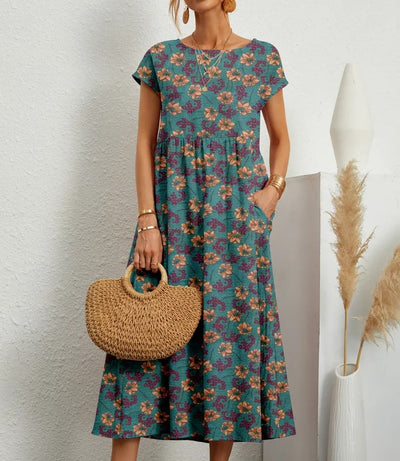 Mirjam | Robe A-Ligne en Coton, Imprimé Floral Robe d'Été