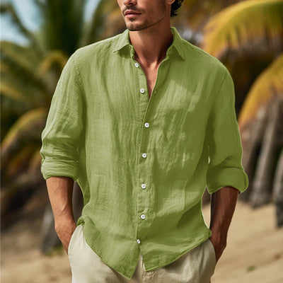 Chemise homme en lin à manches longues – Élégance naturelle et confort respirant