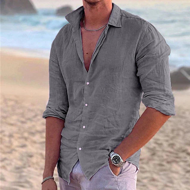 Chemise homme en lin et coton – Respirante et boutonnée | Style estival décontracté