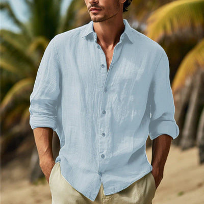 Chemise homme en lin à manches longues – Élégance naturelle et confort respirant