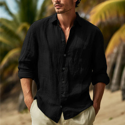 Chemise homme en lin à manches longues – Élégance naturelle et confort respirant