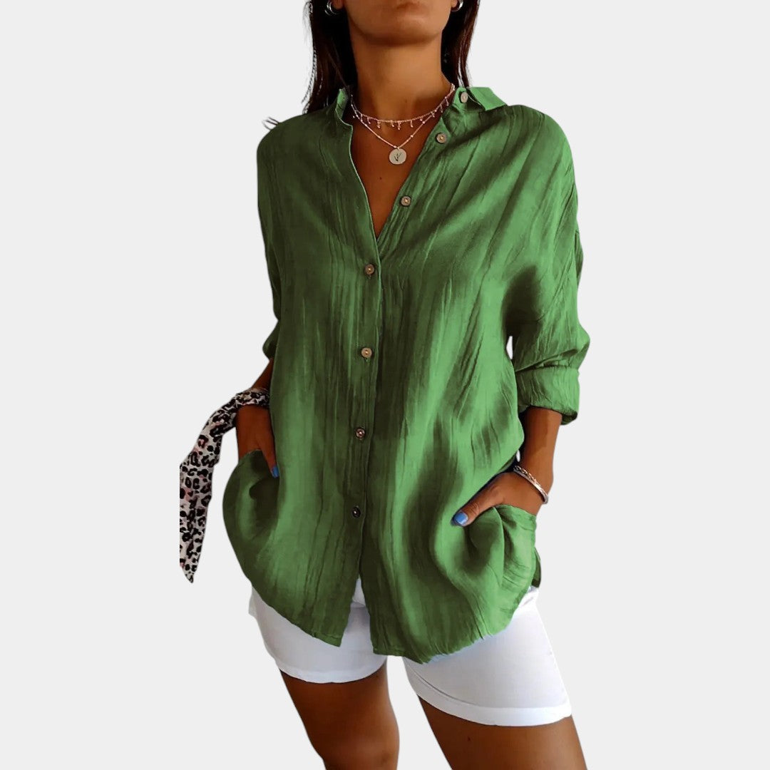 Blouse légère pour dames en mélange de coton et lin avec coupe confortable
