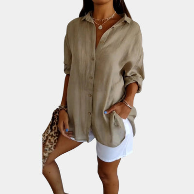 Blouse légère pour dames en mélange de coton et lin avec coupe confortable
