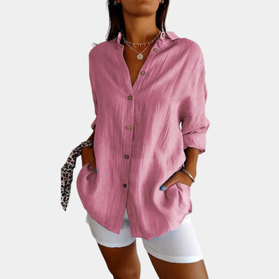 Blouse légère pour dames en mélange de coton et lin avec coupe confortable