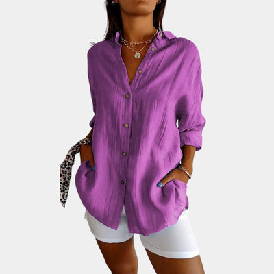 Blouse légère pour dames en mélange de coton et lin avec coupe confortable