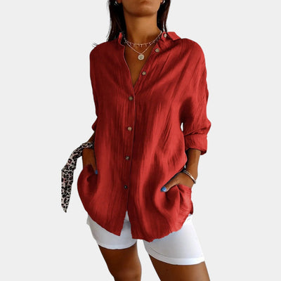 Blouse légère pour dames en mélange de coton et lin avec coupe confortable