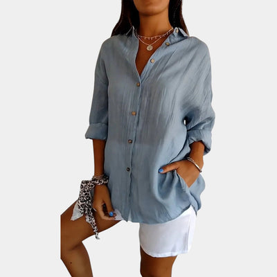Blouse légère pour dames en mélange de coton et lin avec coupe confortable