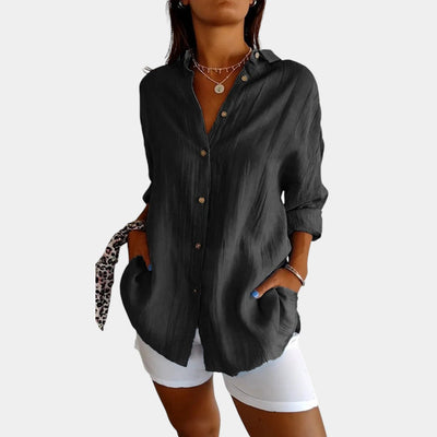 Blouse légère pour dames en mélange de coton et lin avec coupe confortable