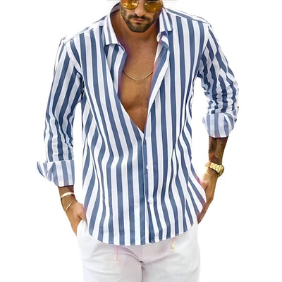 Chemise classique à rayures pour hommes | Manches longues