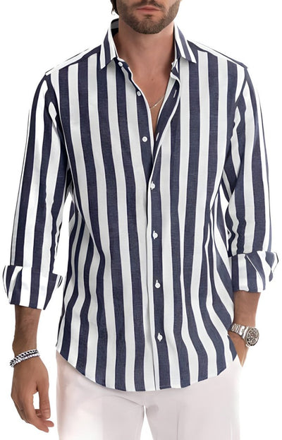 Chemise classique à rayures pour hommes | Manches longues