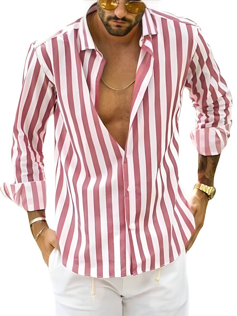 Chemise classique à rayures pour hommes | Manches longues