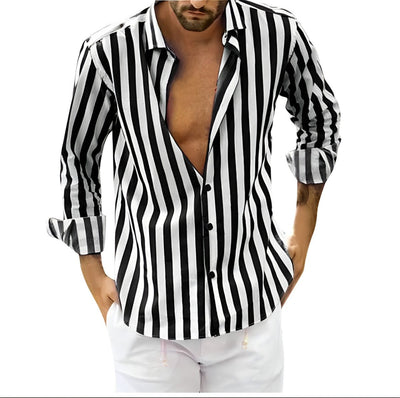 Chemise classique à rayures pour hommes | Manches longues