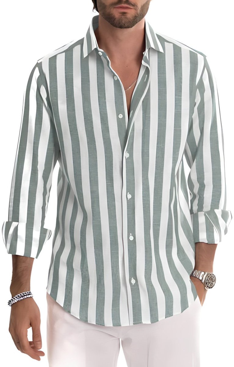 Chemise classique à rayures pour hommes | Manches longues